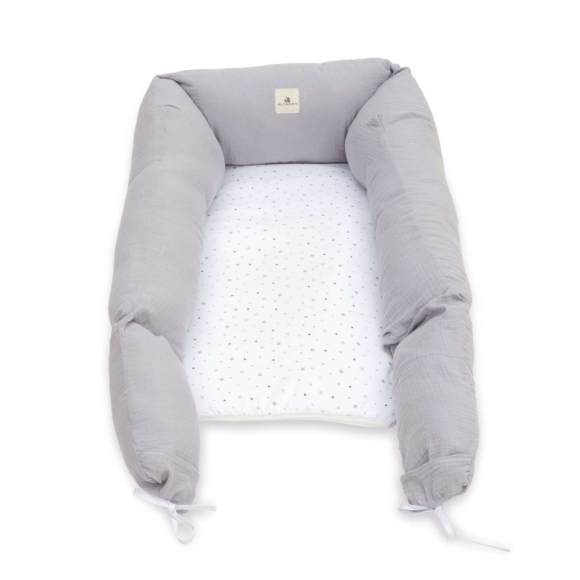 Nido colecho bebés (con cuña) gris con estrellas · Delphin 666C-134