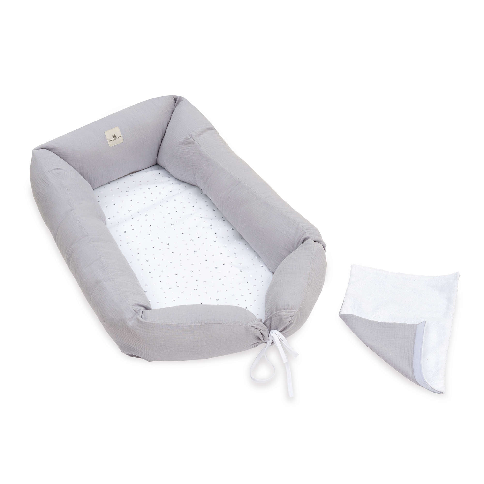 Nido colecho bebés (con cuña) gris con estrellas · Delphin 666C-134
