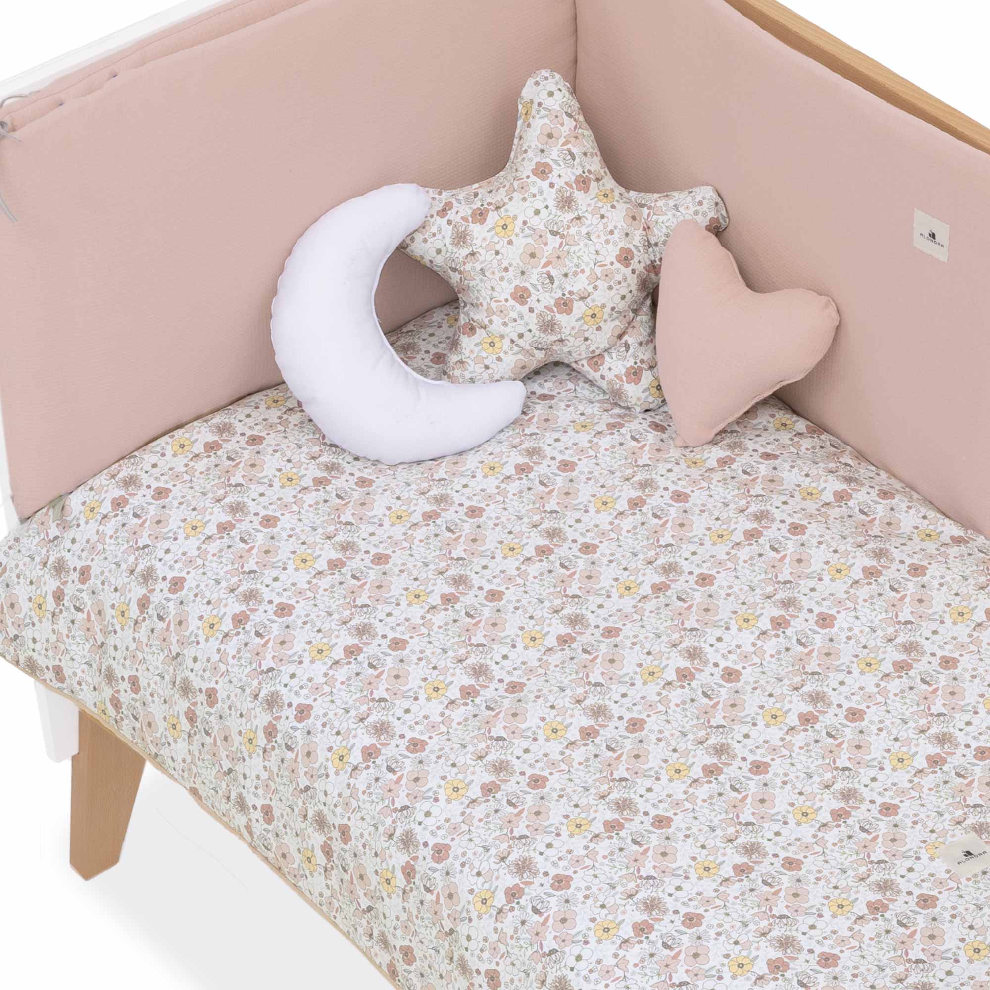 Protector para cuna 70x140 cm (reversible) flores rosa · Liberty 627A-132
