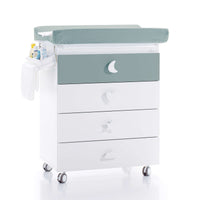 Set de cuna 60x120 cm y bañera para bebé en blanco y verde eucalipto