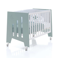 Set de cuna 60x120 cm y bañera para bebé en blanco y verde eucalipto