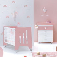 Minicuna 60x80 cm y cuna 60x120 cm (7en1) rosa · Omni Tre Quarzo C181T-M7759