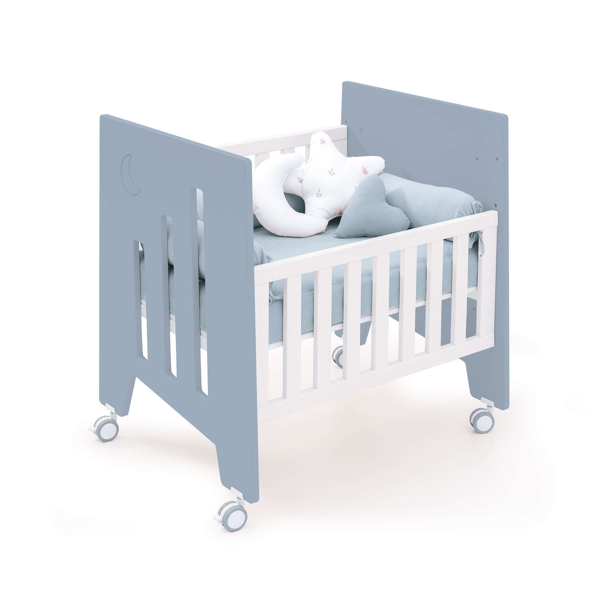 Minicuna de colecho (5en1) con ruedas 60x80 cm azul · Omni Uno Blue denim C181A-M7741