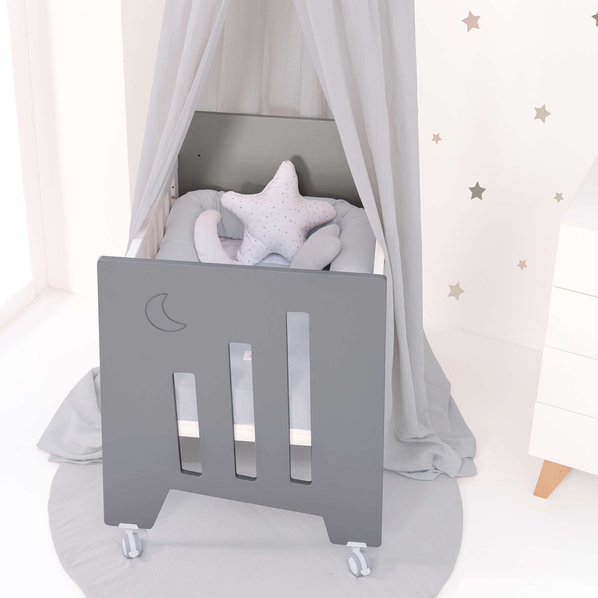 Minicuna colecho (5en1) con ruedas 60x80 cm antracita · Omni Uno Antracita C181A-M7758