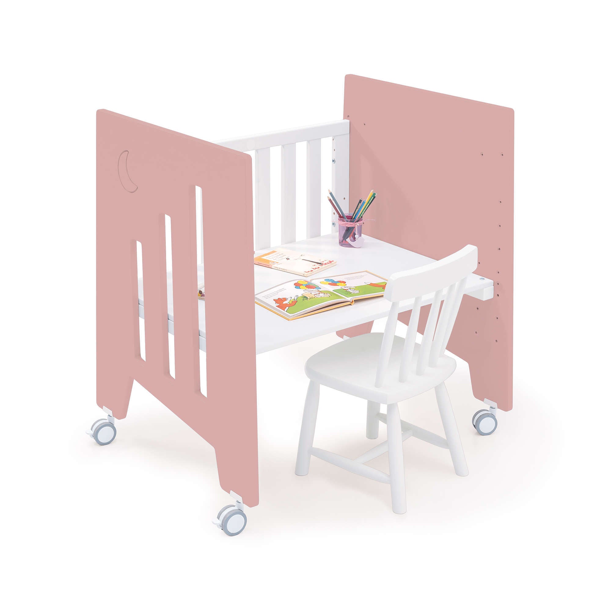 Minicuna 60x80 cm y cuna 60x120 cm (7en1) rosa · Omni Tre Quarzo C181T-M7759