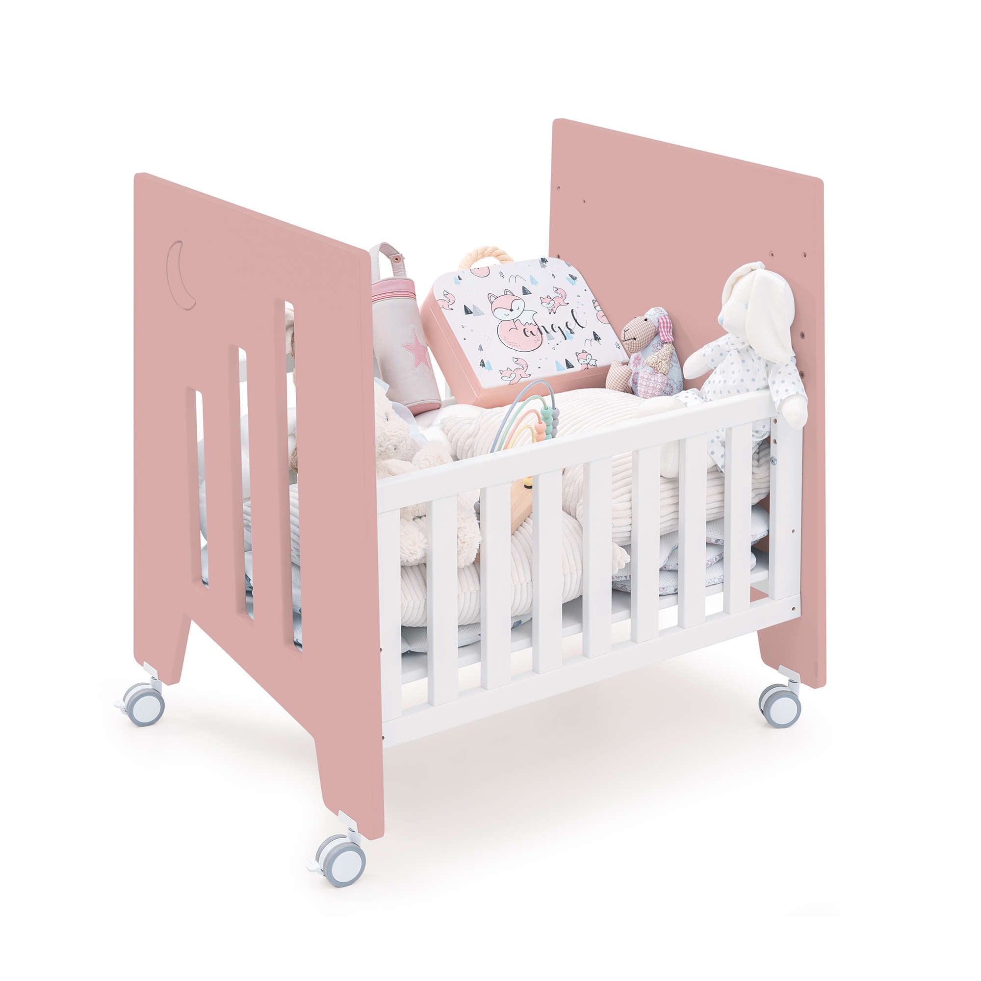 Minicuna 60x80 cm y cuna 60x120 cm (7en1) rosa · Omni Tre Quarzo C181T-M7759