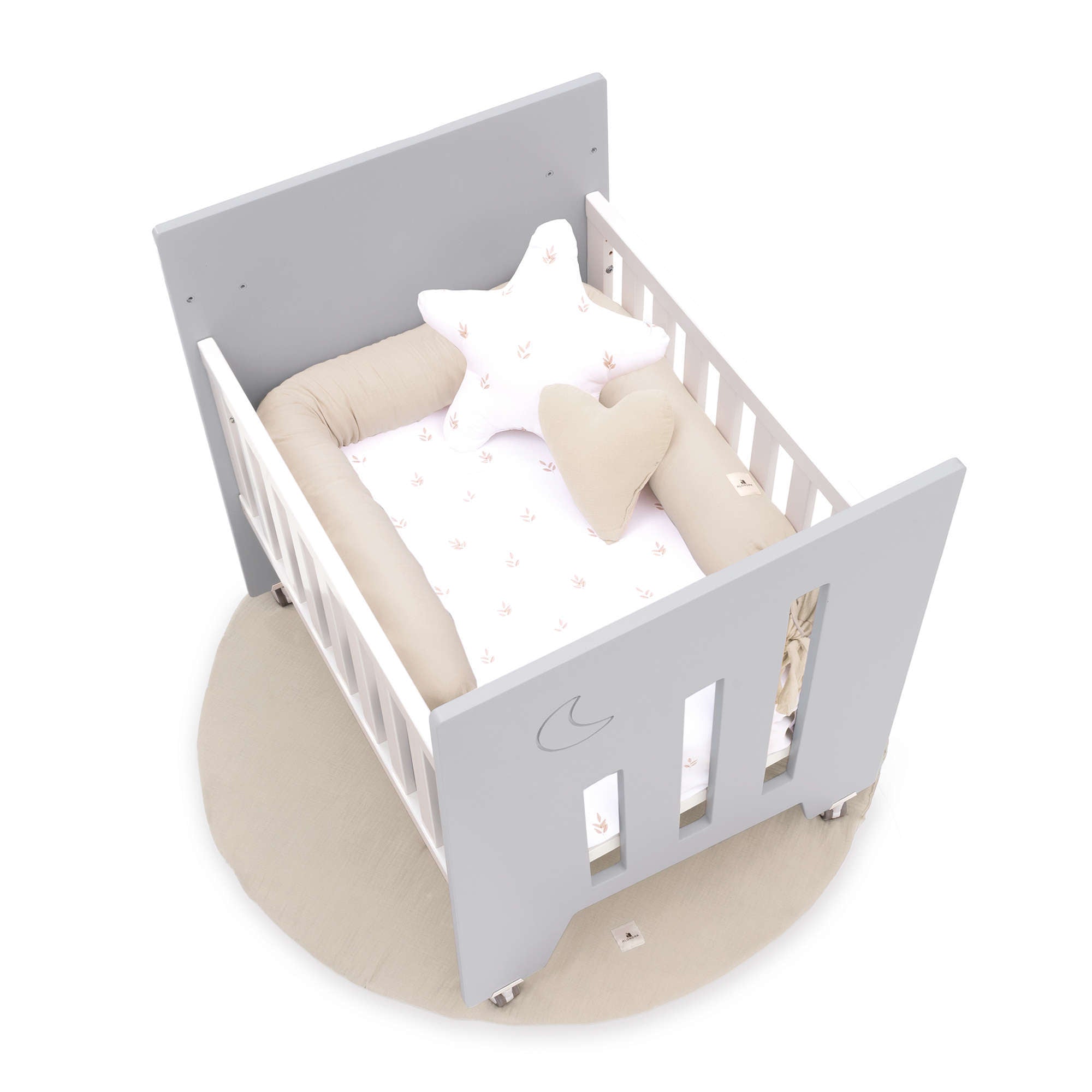 Minicuna colecho (5en1) con ruedas 60x80 cm gris · Omni Uno Grey C181A-M7778