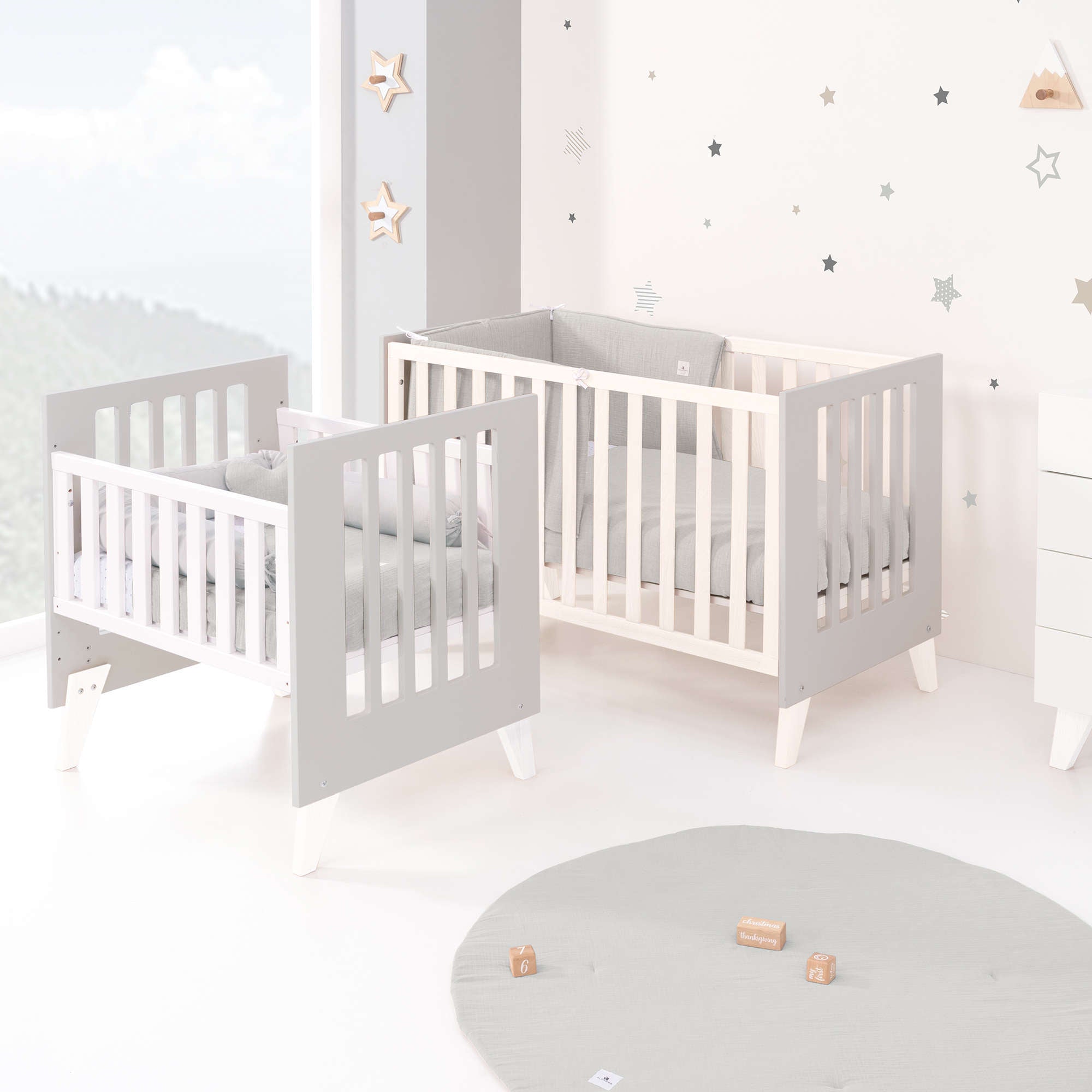 Minicuna y cuna todo en uno (7en1) blanca/gris · Nexo Tre Grey C187T-M7778