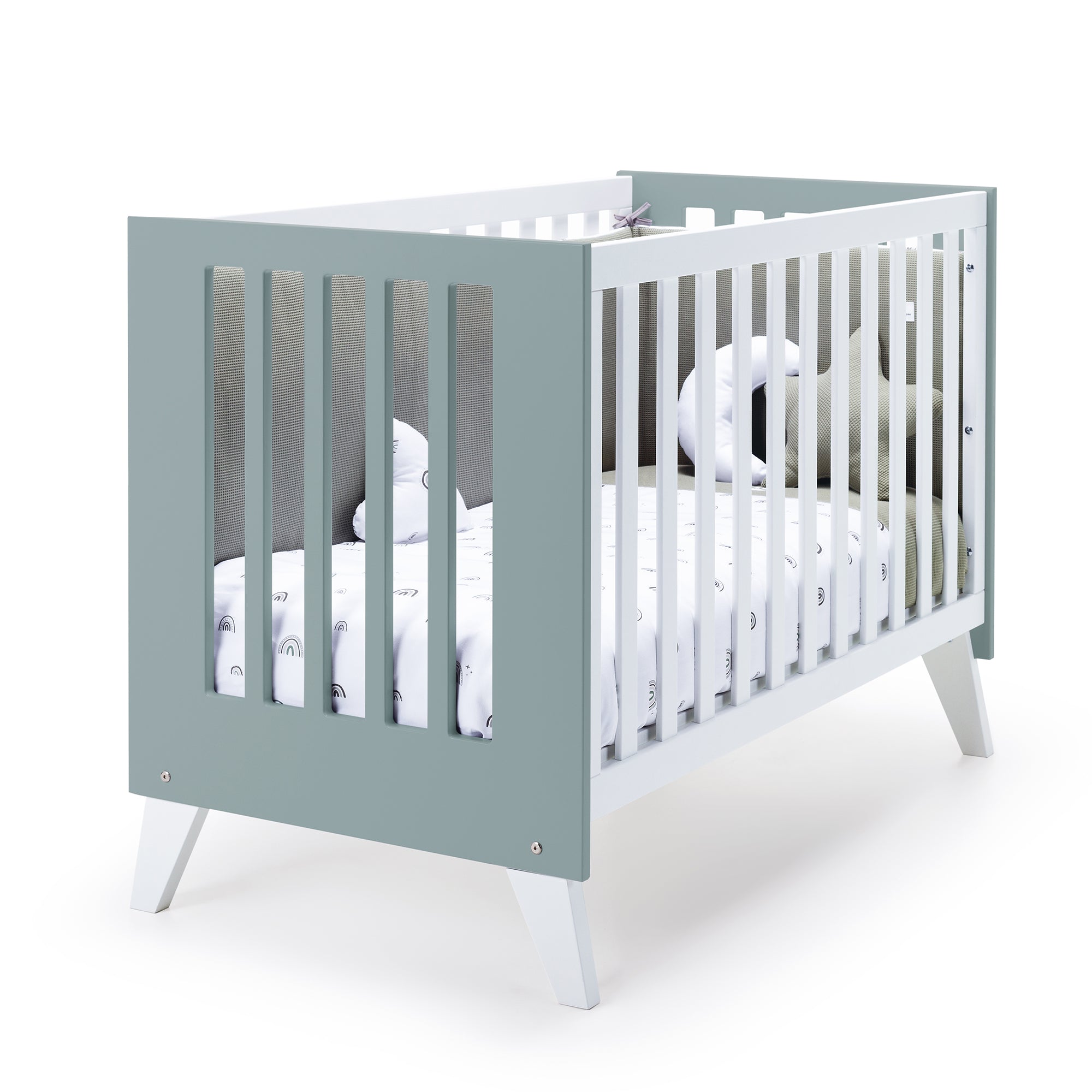 Cuna colecho 60x120 cm (4en1) blanco/verde eucalipto · Nexo Due Eucalyptus C187D-M7757