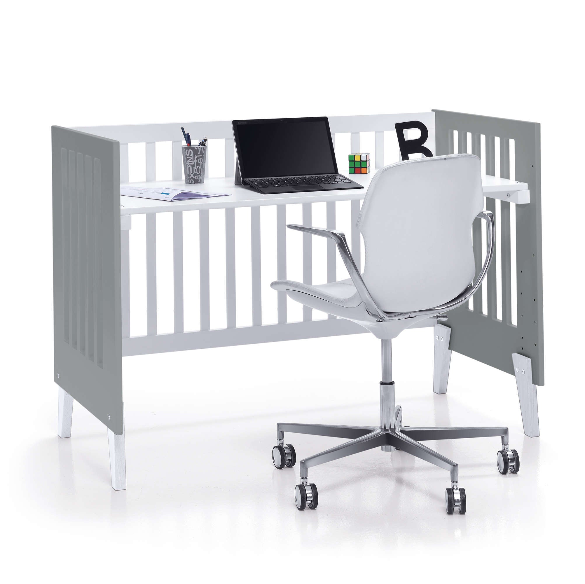 Habitación infantil bebés blanco y gris antracita · Style Antracita
