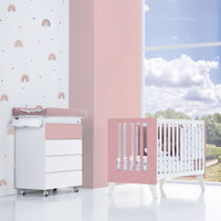 Minicuna y cuna todo en uno (7en1) blanca/rosa · Nexo Tre Quarzo C187T-M7759