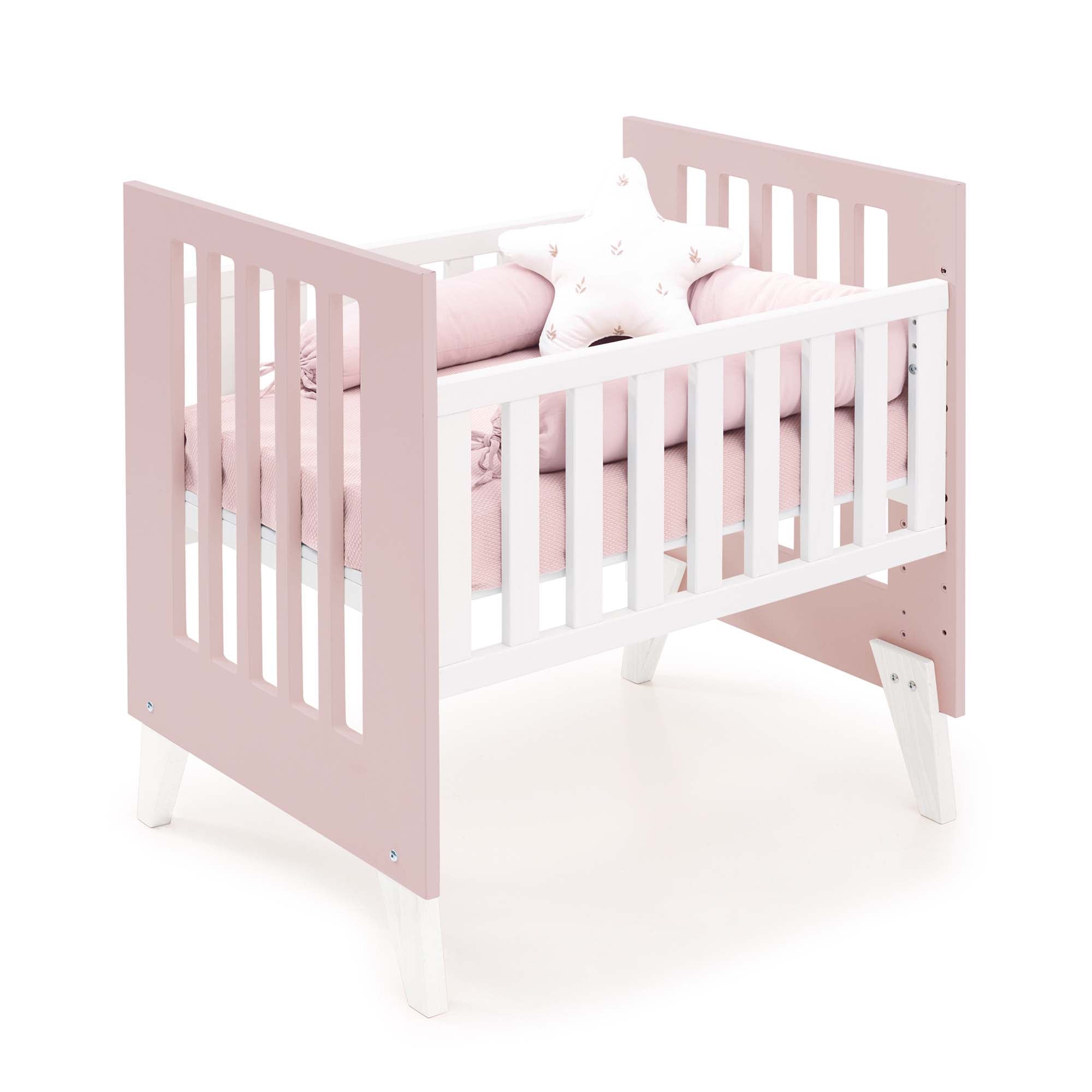 Minicuna y cuna todo en uno (7en1) blanca/rosa claro · Nexo Tre Flamingo C187T-M7742