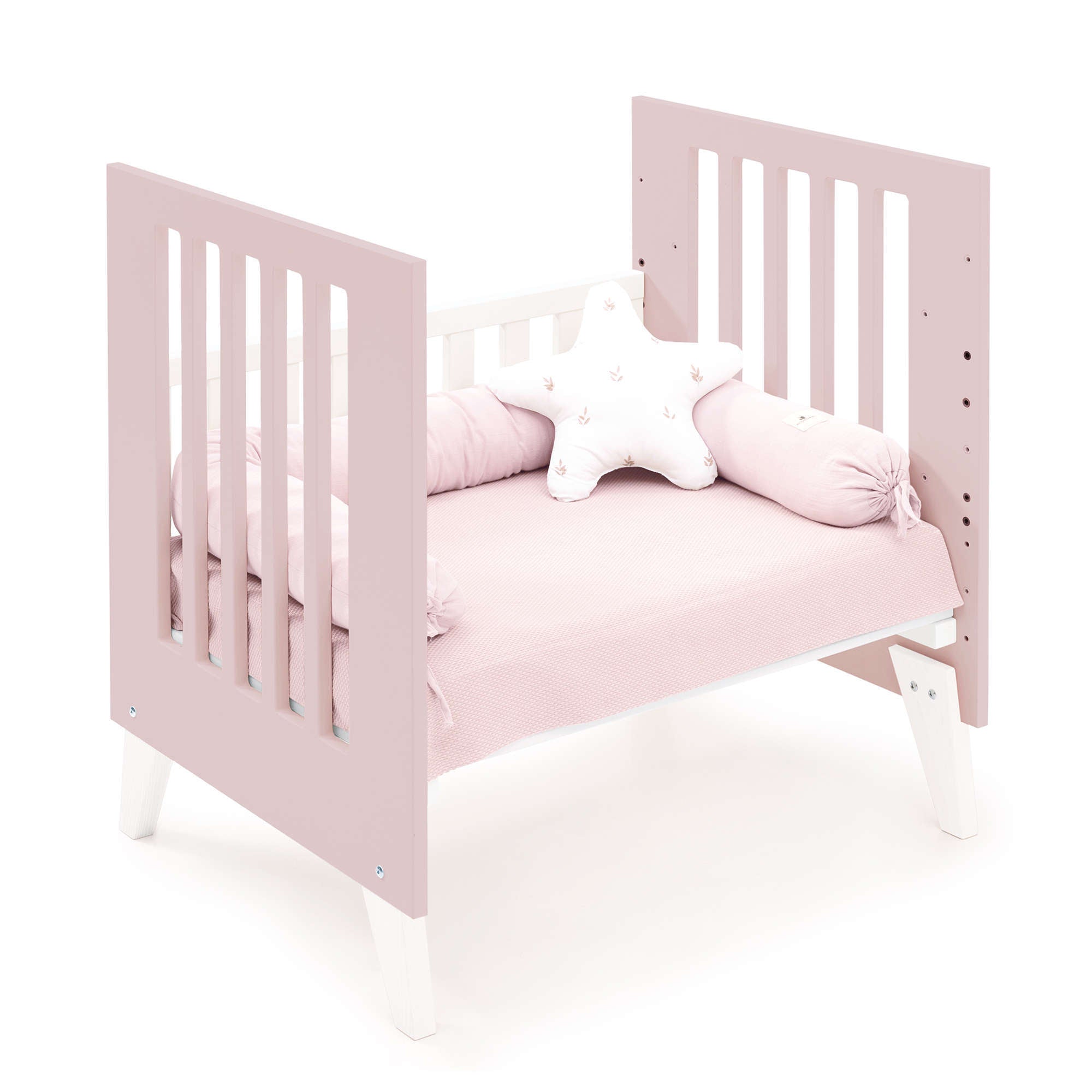 Minicuna y cuna todo en uno (7en1) blanca/rosa claro · Nexo Tre Flamingo C187T-M7742