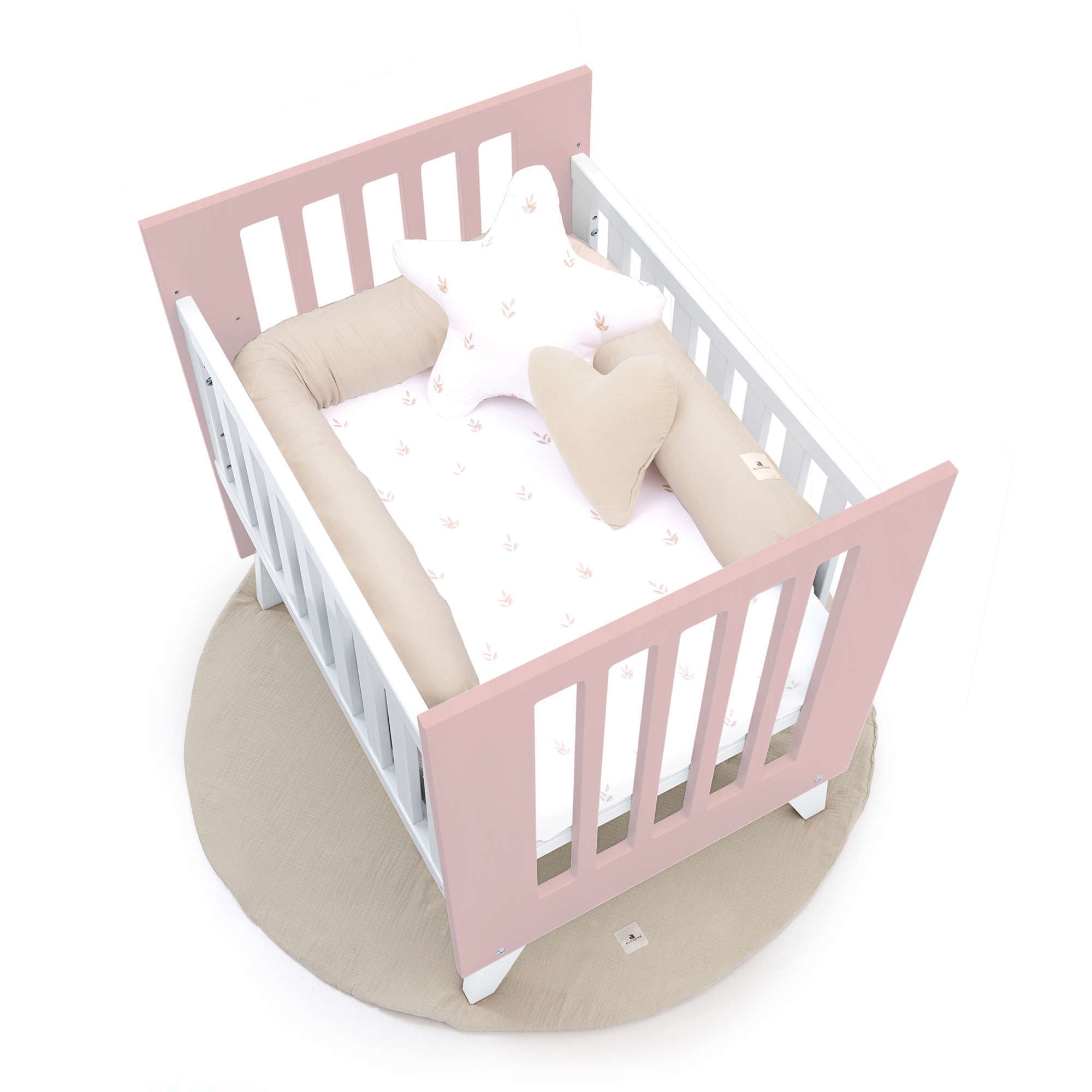 Minicuna 60x80 cm para colecho (5en1) blanca/rosa claro · Nexo Uno Flamingo C187A-M7742