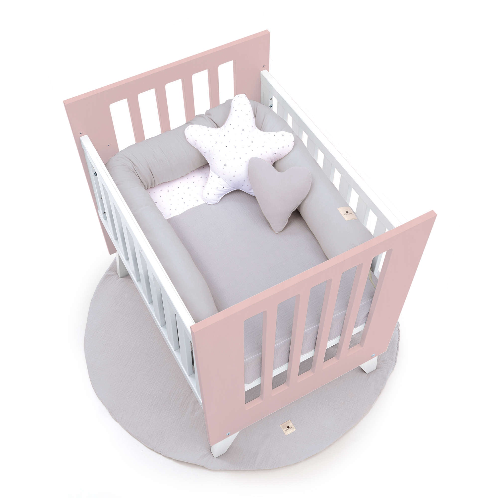 Minicuna 60x80 cm para colecho (5en1) blanca/rosa claro · Nexo Uno Flamingo C187A-M7742