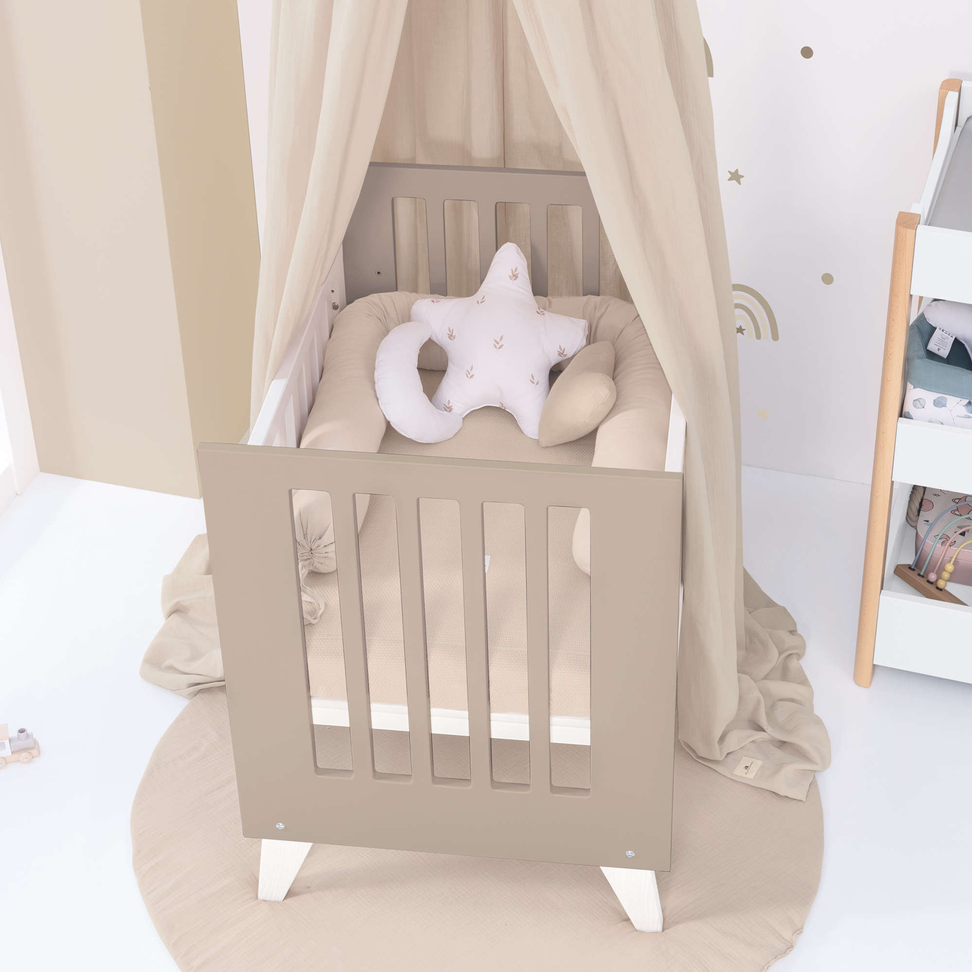 Minicuna 60x80 cm para colecho (5en1) blanca/beige · Nexo Uno Arena C187A-M7753