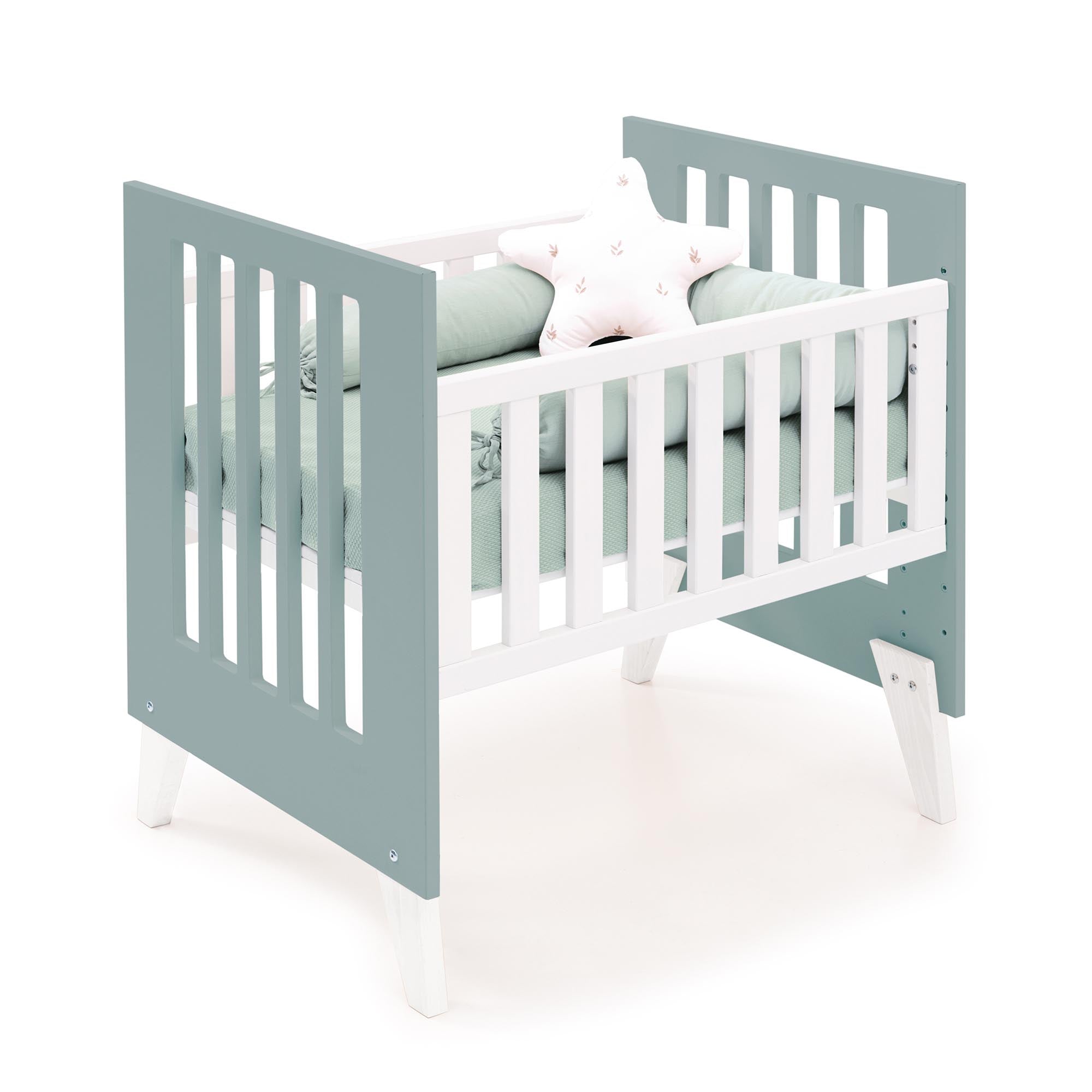 Minicuna 60x80 cm para colecho (5en1) blanca/verde eucalipto · Nexo Uno Eucalyptus C187A-M7757