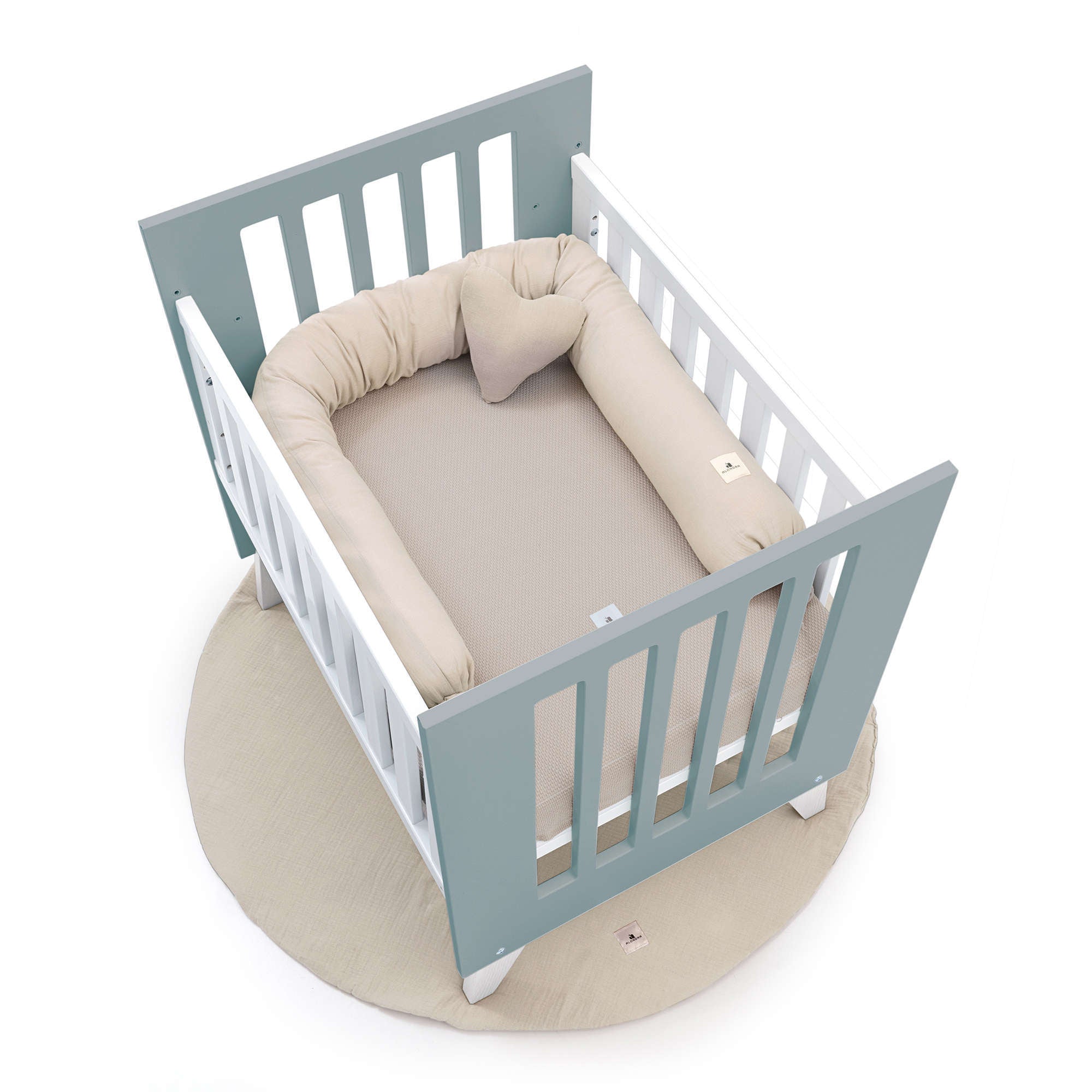 Minicuna 60x80 cm para colecho (5en1) blanca/verde eucalipto · Nexo Uno Eucalyptus C187A-M7757