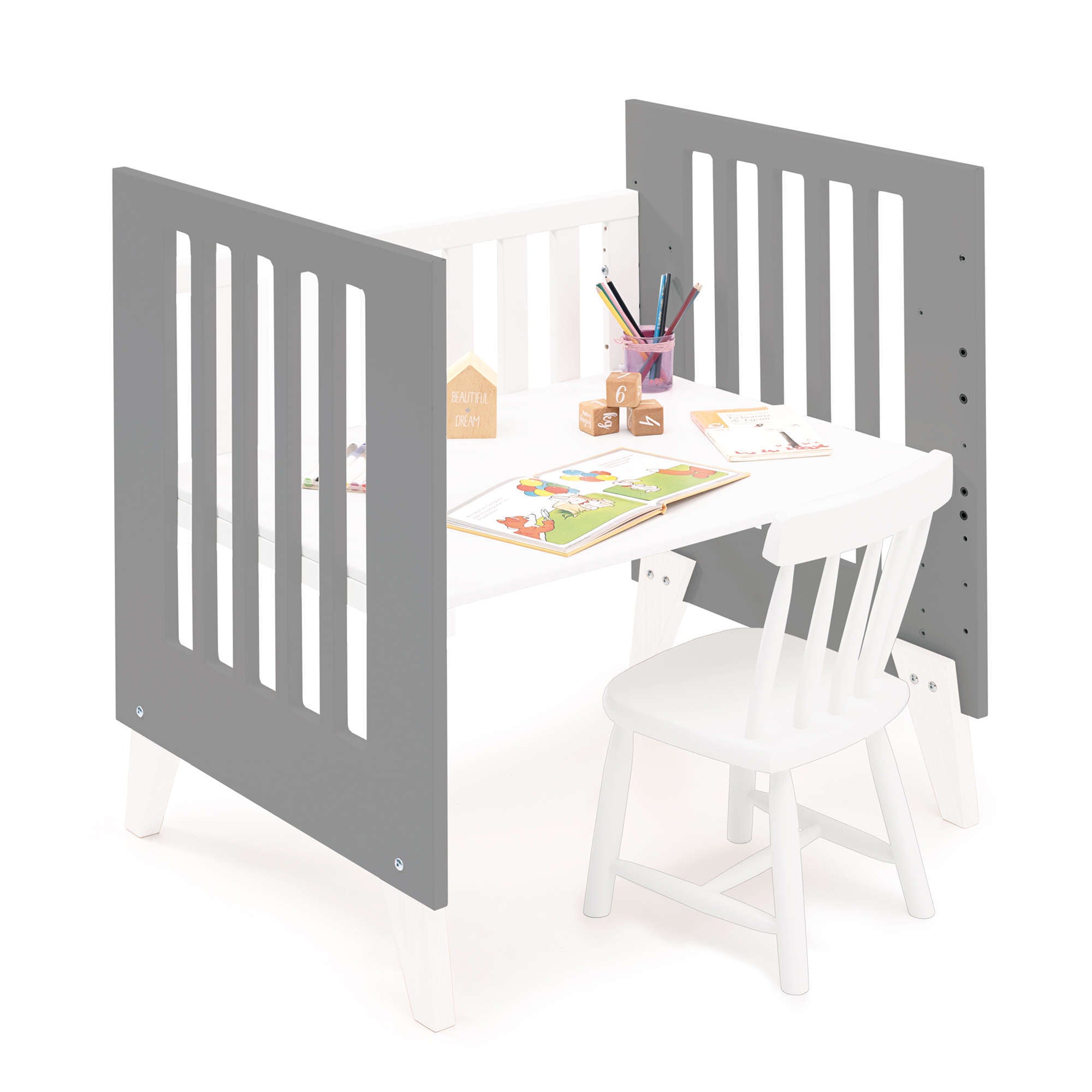 Minicuna 60x80 cm para colecho (5en1) blanca/antracita · Nexo Uno Antracita C187A-M7758