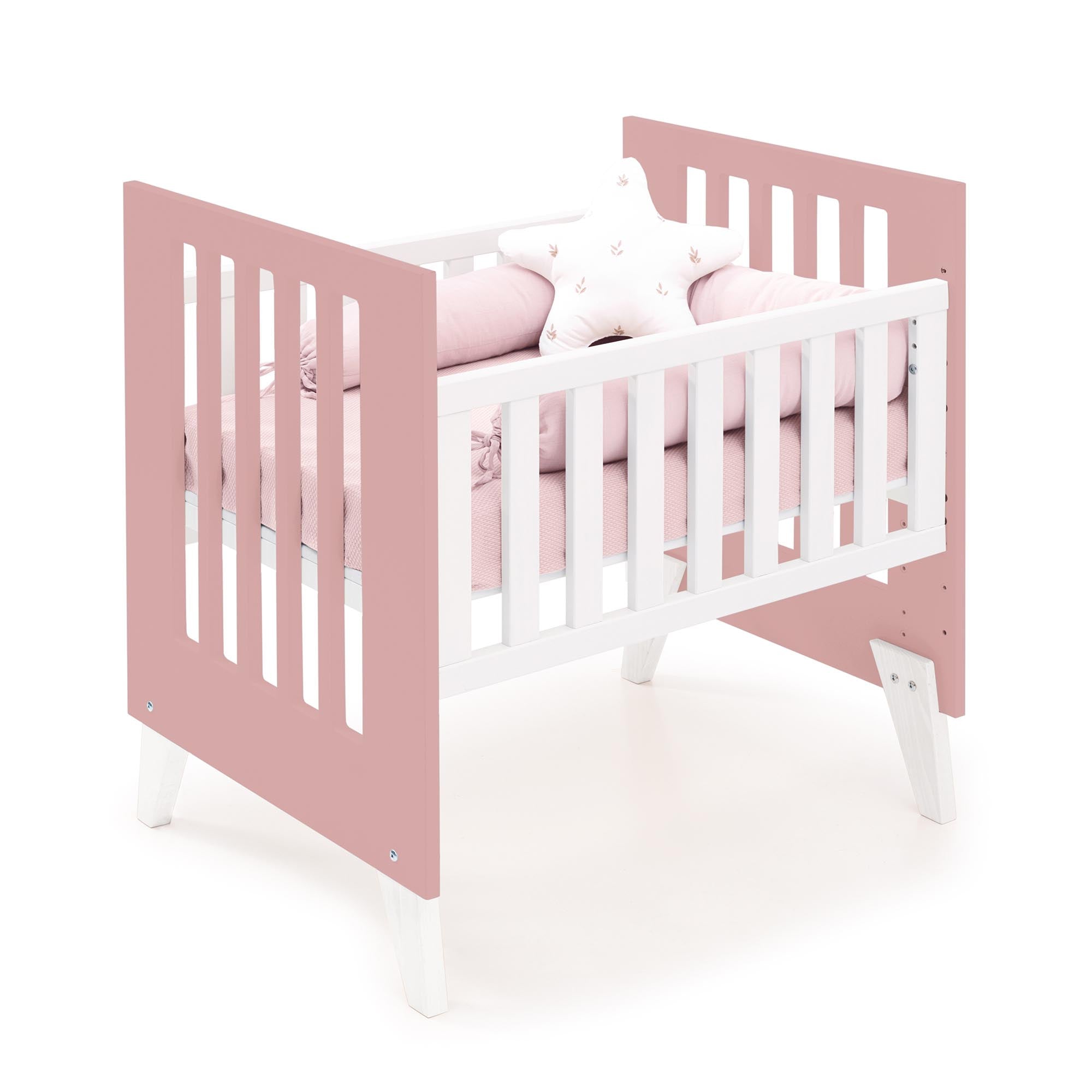 Minicuna 60x80 cm para colecho (5en1) blanca/rosa · Nexo Uno Quarzo C187A-M7759
