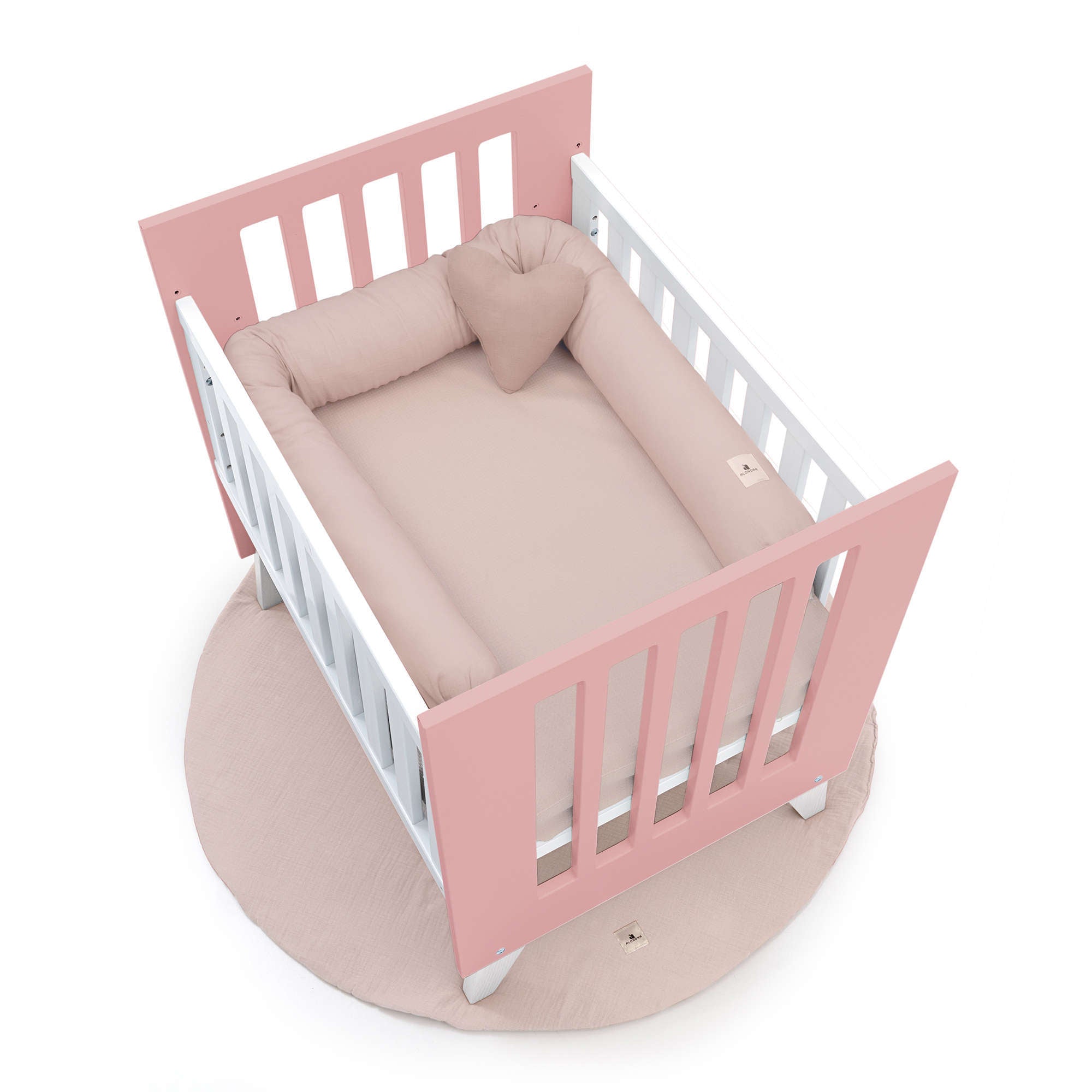 Minicuna 60x80 cm para colecho (5en1) blanca/rosa · Nexo Uno Quarzo C187A-M7759