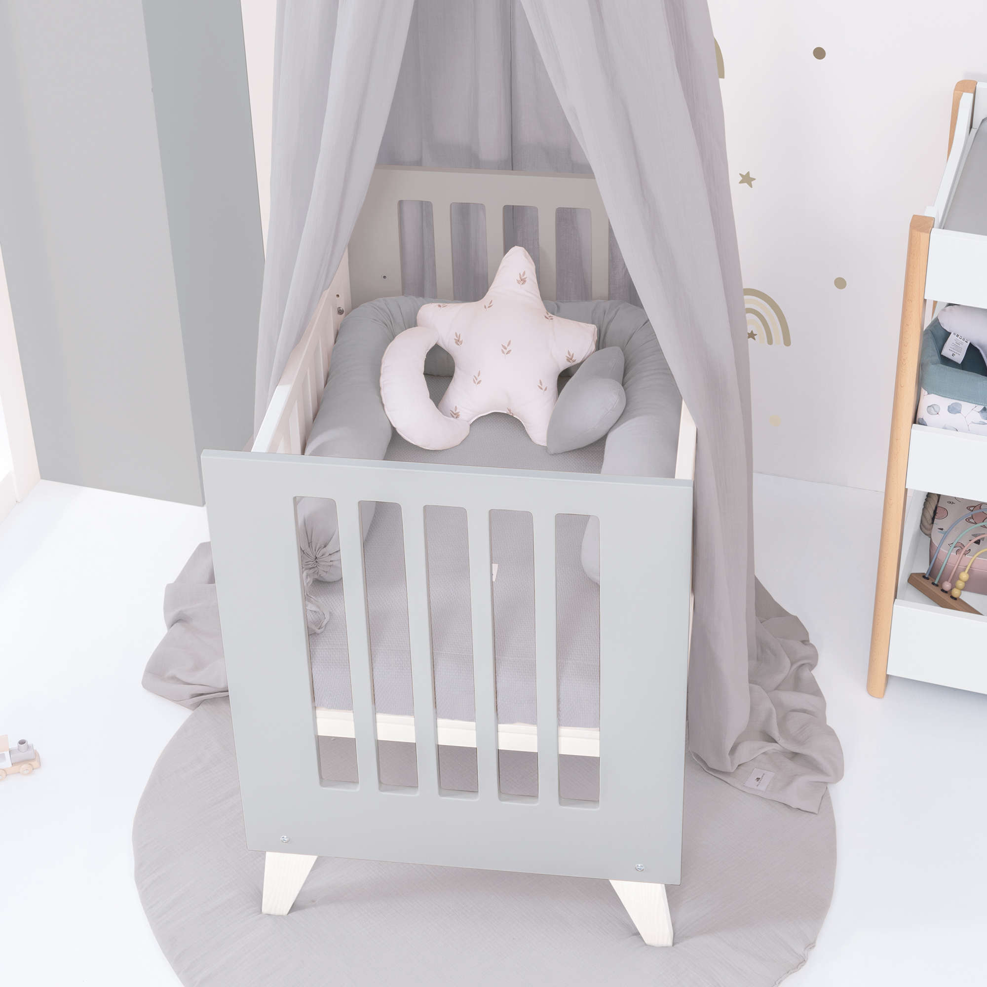 Minicuna 60x80 cm para colecho (5en1) blanca/gris · Nexo Uno Grey C187A-M7778
