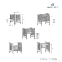 Minicuna 60x80 cm para colecho (5en1) blanca/verde eucalipto · Nexo Uno Eucalyptus C187A-M7757
