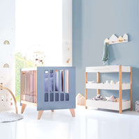 Cuna de colecho 60x120 cm (4en1) madera/celeste · Nexor Due Blue Denim