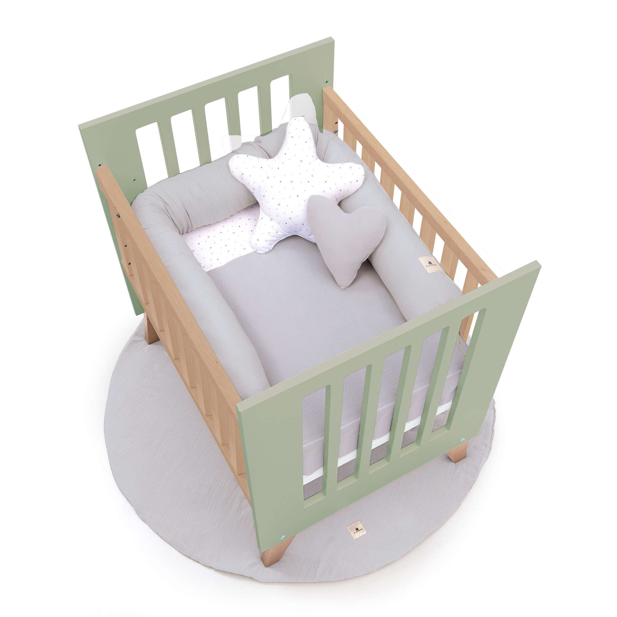 Minicuna colecho 60x80 cm (5en1) madera/verde-oliva · Nexor Uno Erba C187RA-M5695