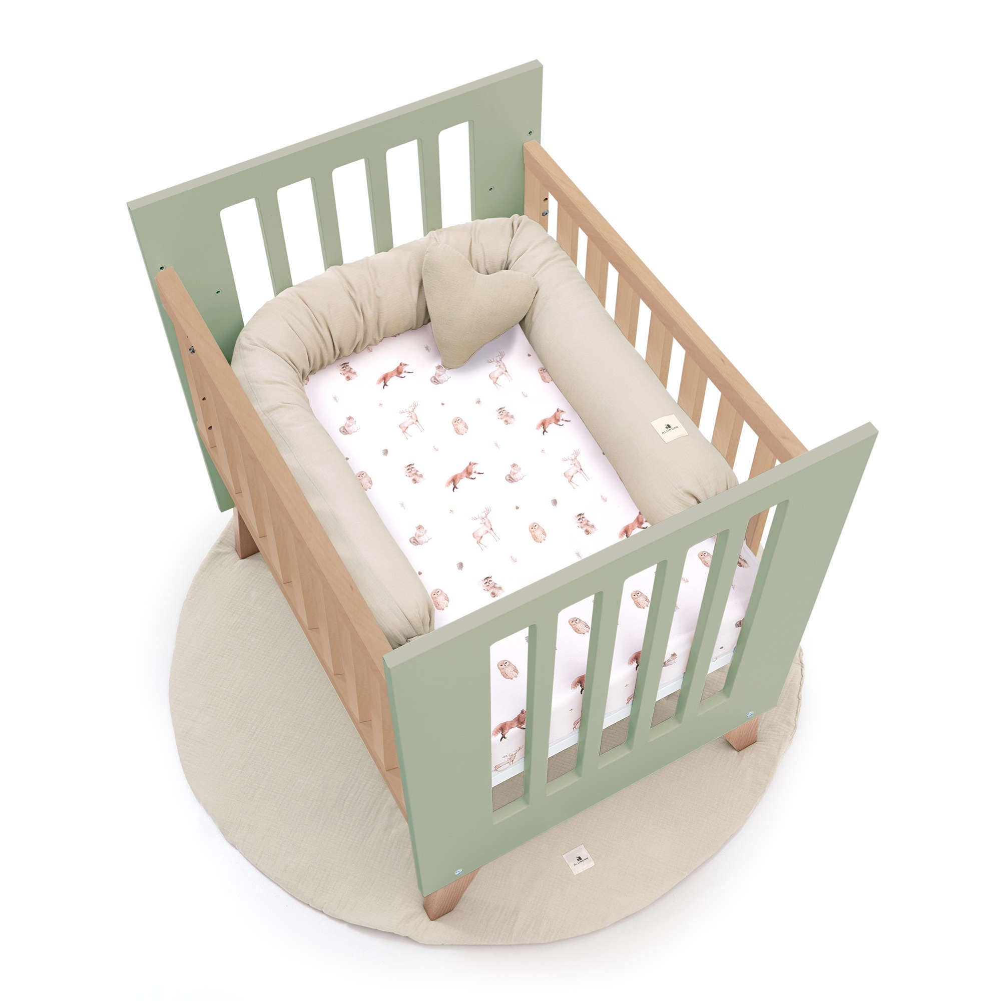 Minicuna colecho 60x80 cm (5en1) madera/verde-oliva · Nexor Uno Erba C187RA-M5695