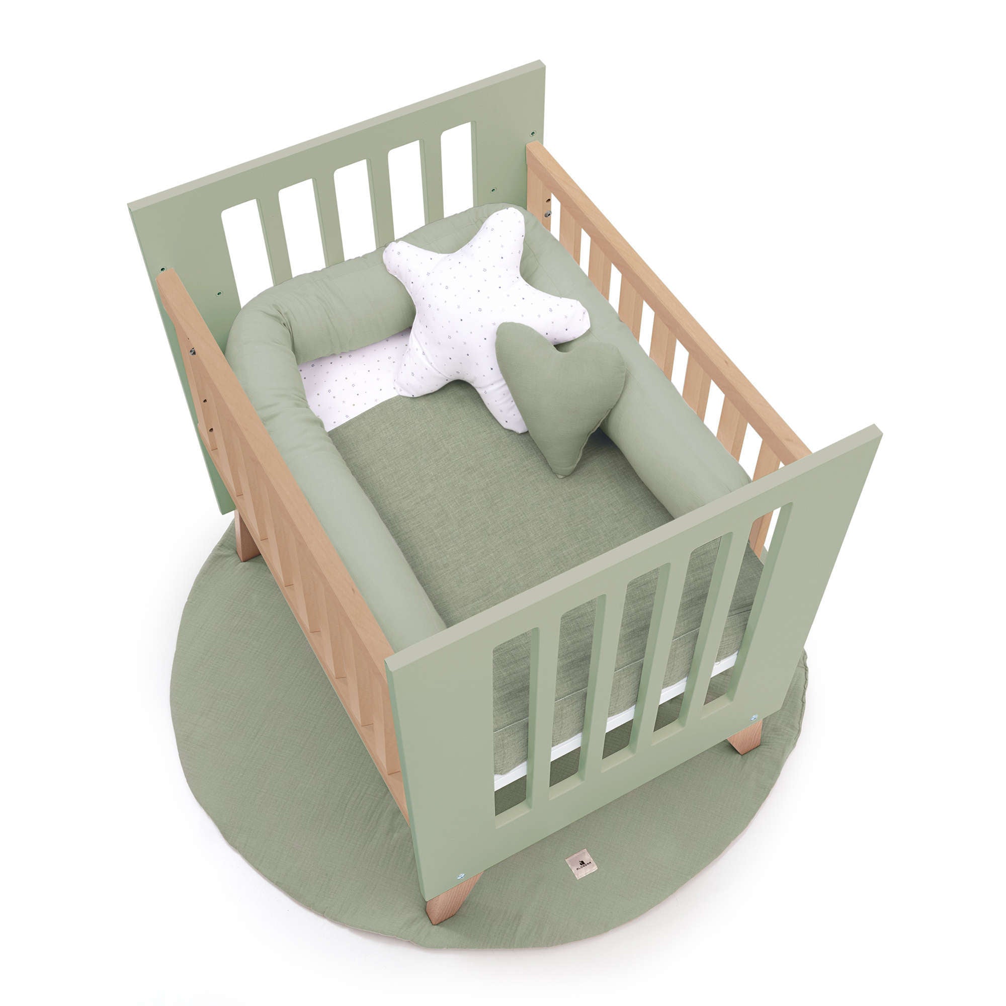 Minicuna colecho 60x80 cm (5en1) madera/verde-oliva · Nexor Uno Erba C187RA-M5695