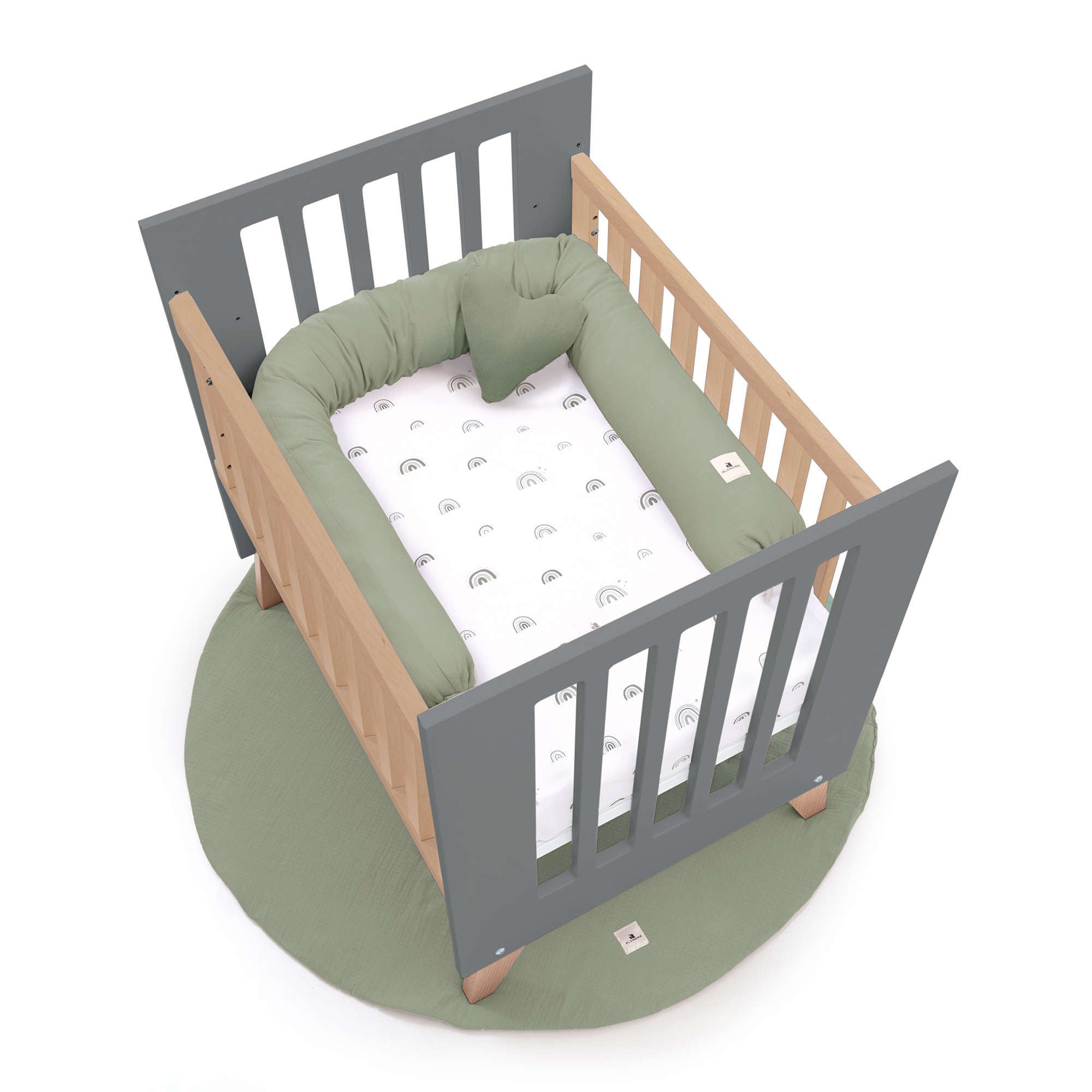 Minicuna colecho 60x80 cm (5en1) madera/antracita · Nexor Uno Antracita C187RA-M5895
