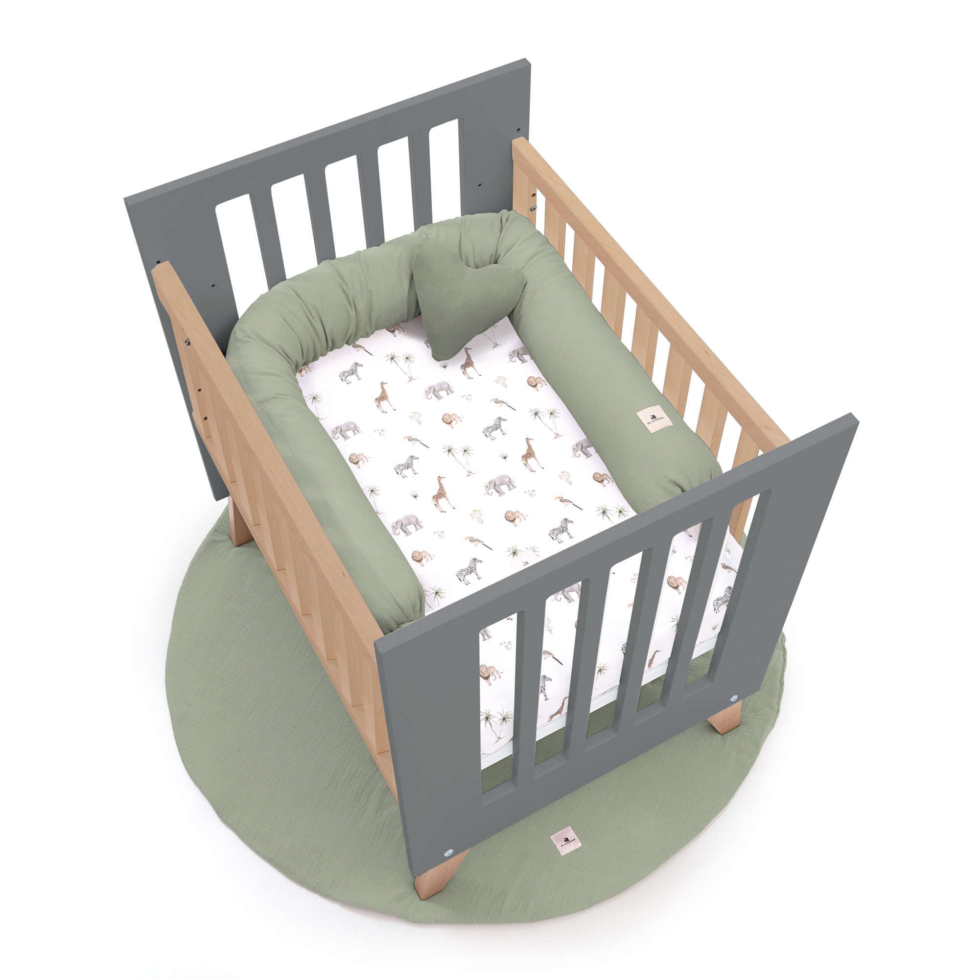 Minicuna colecho 60x80 cm (5en1) madera/antracita · Nexor Uno Antracita C187RA-M5895