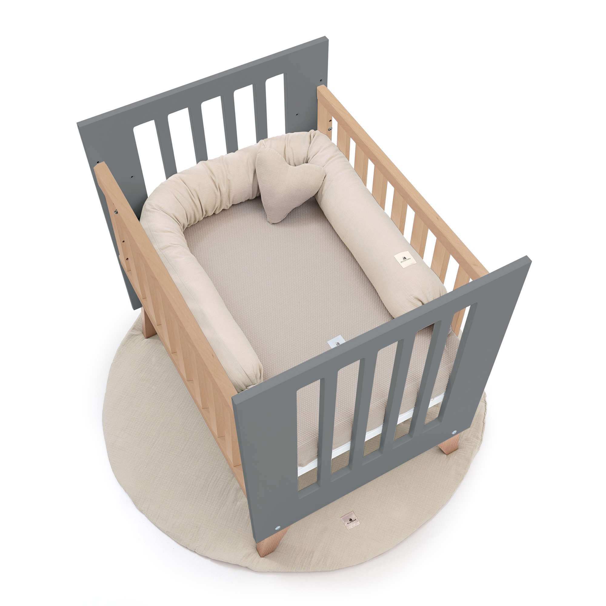 Minicuna colecho 60x80 cm (5en1) madera/antracita · Nexor Uno Antracita C187RA-M5895
