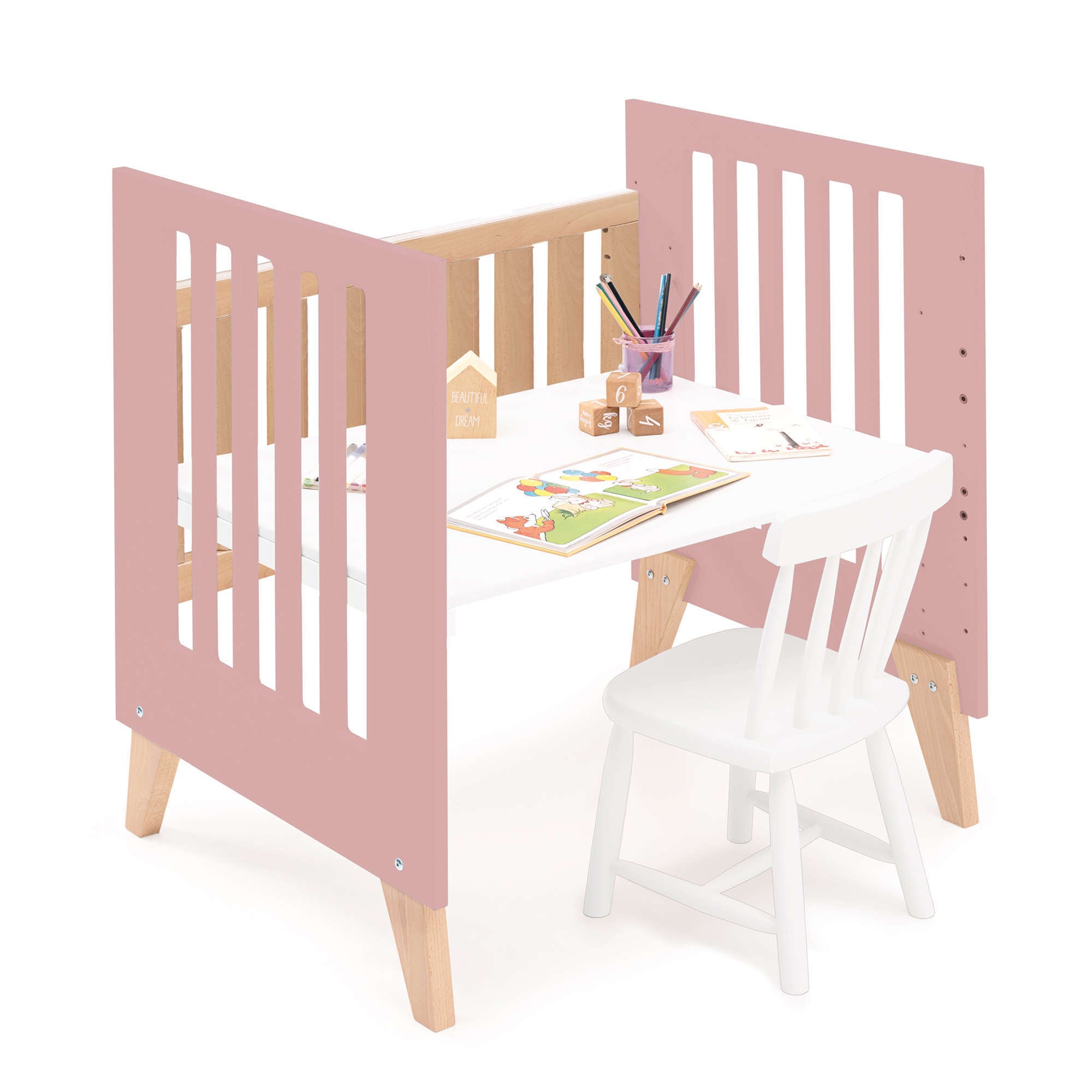 Minicuna convertible en cuna (7en1) madera/rosado · Nexor Tre Quarzo C187RT-M5995