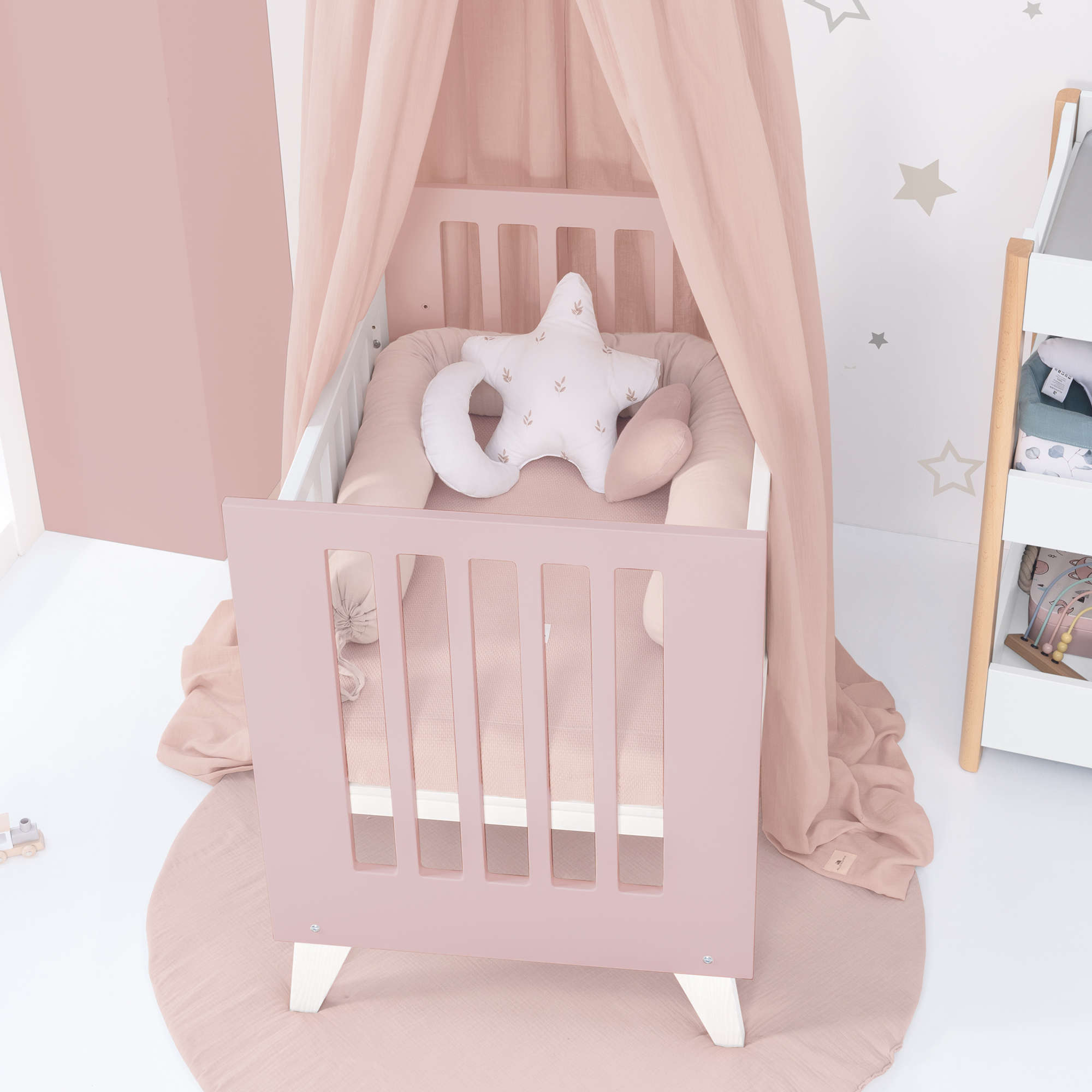 Minicuna y cuna todo en uno (7en1) blanca/rosa claro · Nexo Tre Flamingo C187T-M7742
