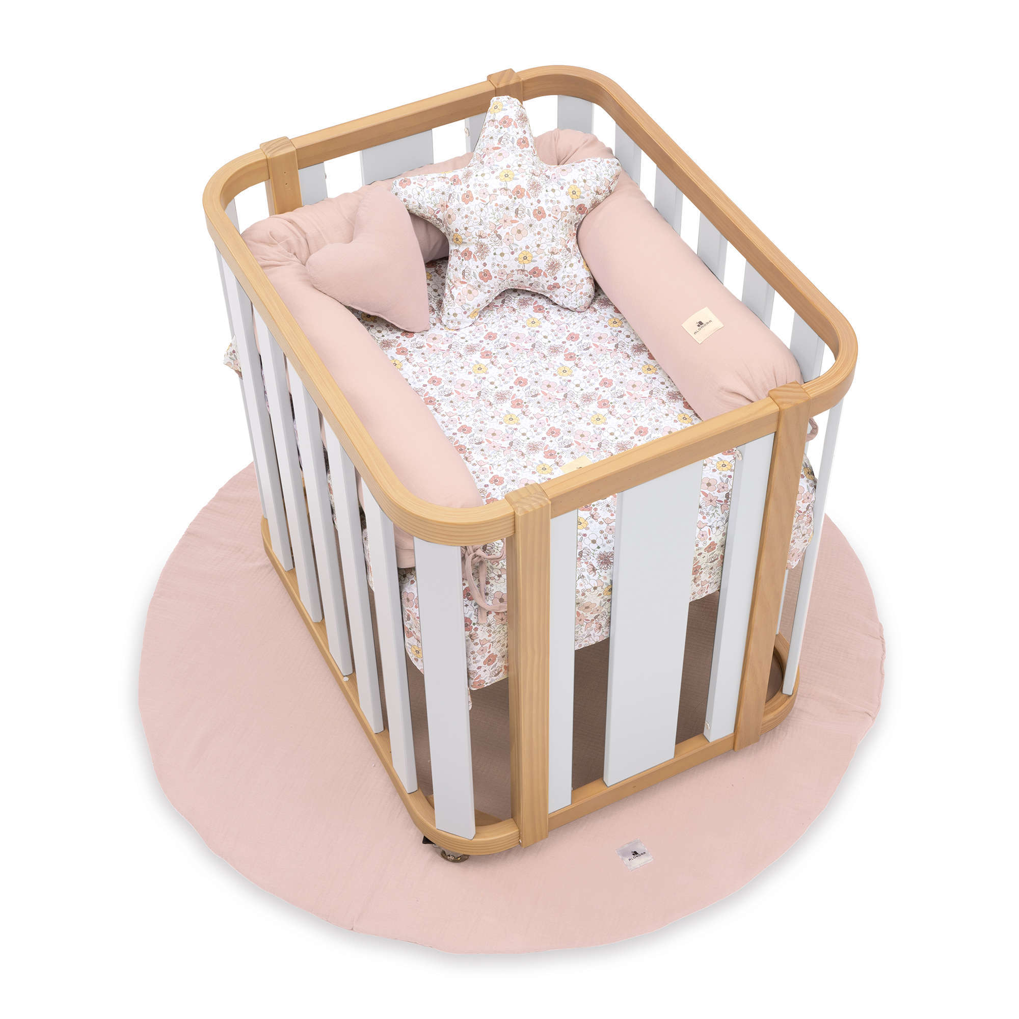 Minicuna de colecho ovalada 55x70 cm madera/blanco · Crea Plus Uno C354-M5011