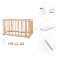 Cuna-Cama para bebé 70x140 cm (3en1) madera natural · Crea Due Nomad C300-M5000