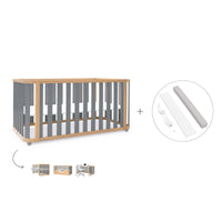 Cuna-cama-escritorio 70x140 cm (3en1) madera/gris · Crea Plus Due C350-M5058