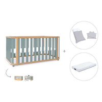 Cuna-cama-escritorio 70x140 cm (3en1) madera/verde · Crea Plus Due C350-M5057