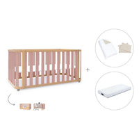 Cuna-cama-escritorio 70x140 cm (3en1) madera/rosa · Crea Plus Due C350-M5059
