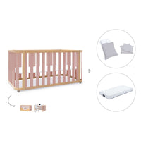 Cuna-cama-escritorio 70x140 cm (3en1) madera/rosa · Crea Plus Due C350-M5059