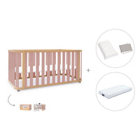 Cuna-cama-escritorio 70x140 cm (3en1) madera/rosa · Crea Plus Due C350-M5059