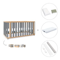Cuna-cama-escritorio 70x140 cm (3en1) madera/gris · Crea Plus Due C350-M5058