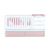 Cuna convertible 70x140 cm blanca/rosa claro · Sero More Flamingo K546-M7742