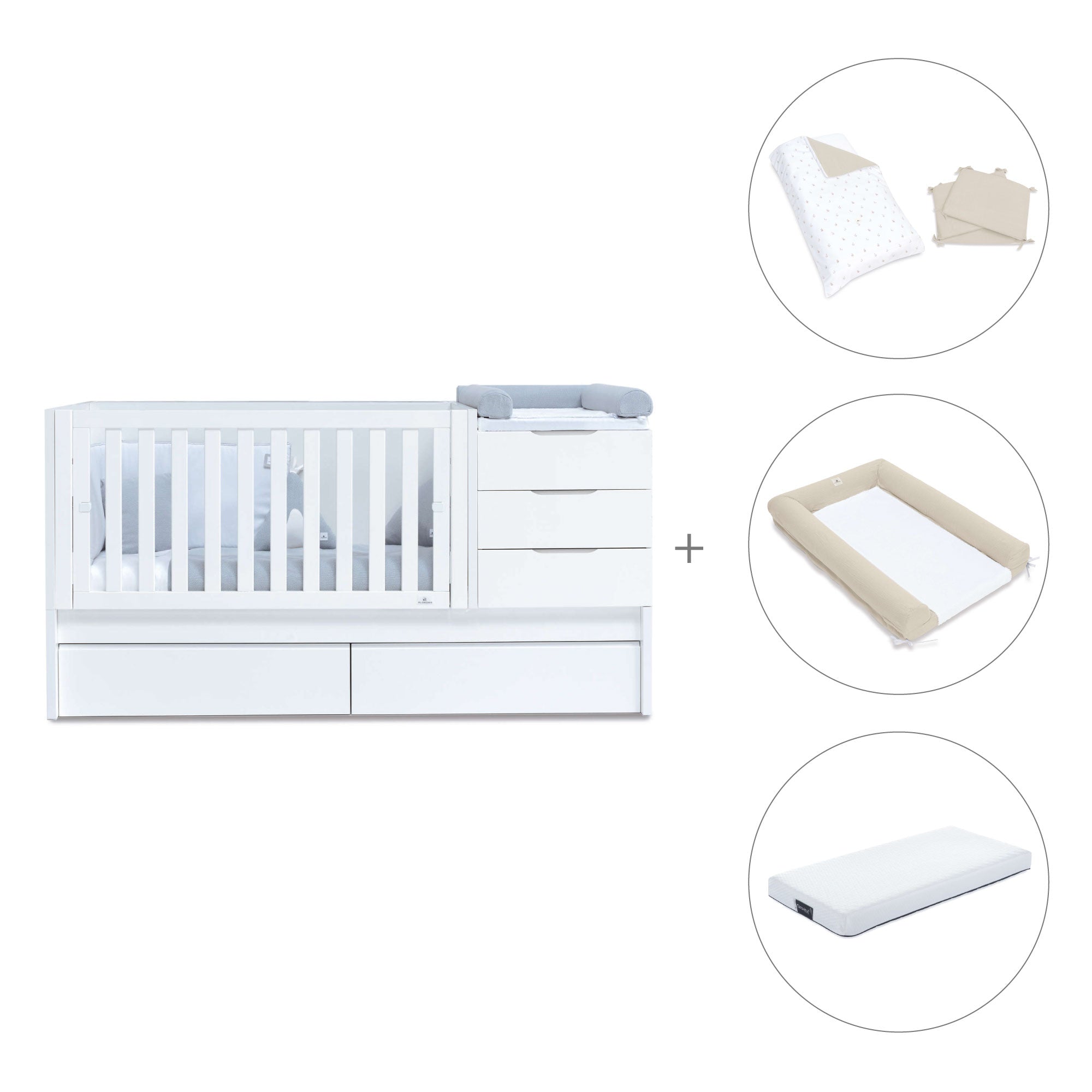 Cuna convertible 70x140 cm blanca · Sero More K546-M7700