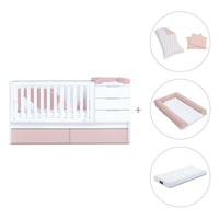 Cuna convertible 70x140 cm blanca/rosa claro · Sero More Flamingo K546-M7742