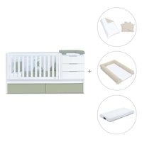 Cuna convertible 70x140 cm blanca/verde-oliva · Sero More K546-M7756