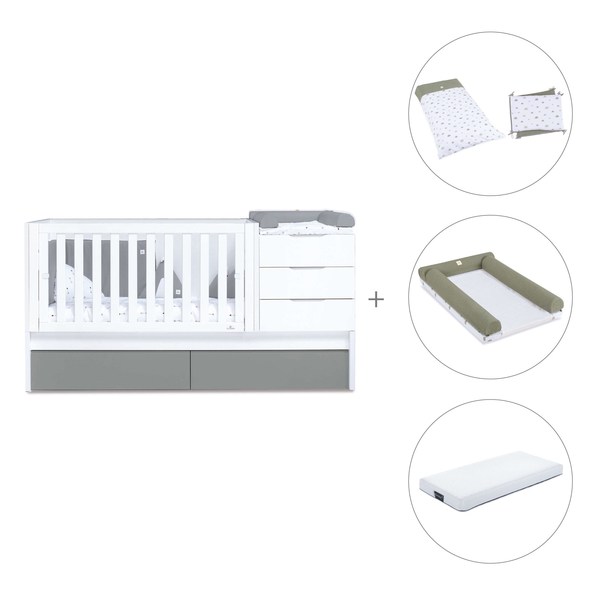 Cuna convertible 70x140 cm blanca/antracita · Sero More Antracita K546-M7758