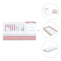 Cuna convertible 70x140 cm blanca/rosa · Sero More Quarzo K546-M7759